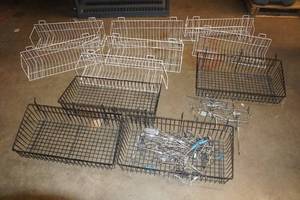 lot 158 image: Slat Wall Hanging Baskets and Hooks