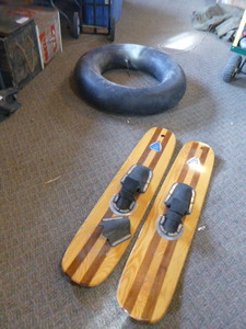 lot 91 image: Water Skis and Inner Tube