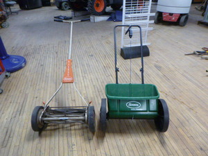 lot 123 image: Lawn Mower and Spreader