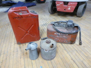 lot 131 image: Jerry Can, Gas Tank and Oil Cans