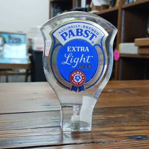 lot 39 image: Beer tap handle � Pabst PBR Extra Light � small glass 4.5 inches