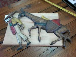 lot 135 image: Chineese Farmer and Mule Solid Metal Wall Hangers