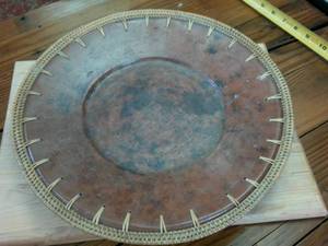 lot 139 image: Heavy Clay Fired Plate with Wicker Edging