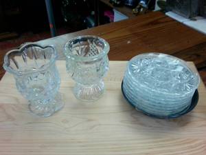 lot 140 image: Heavy Cut Class Vessels and Several small glass plates