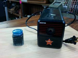 lot 147 image: Boston Electric Pencil Sharpener and Blue Black Inkwell Vintage Ink