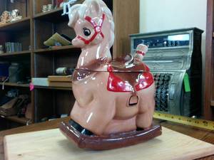 lot 157 image: Vintage McCoy Rocking Horse Ceramic Cookie Jar