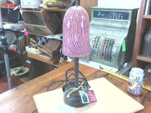 lot 247 image: 17 inch tall Hand Blown Glass Lamp by Steven Weagel � Fine arts glass and sculpture