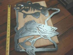 lot 276 image: Heavy Gauge Metal Cut Out Wall Hanger Minnesota with Fish