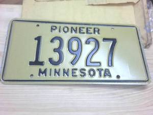 lot 295 image: New in original packaging MN Embossed License Plate � PIONEER