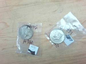 lot 354 image: 2 coin lot -  1964 Kennedy Silver Half Dollars