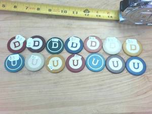 lot 377 image: D and U Vintage High Quality Poker Chips � Large Lot of 14 total