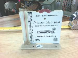 lot 387 image: Vintage Princeton State Bank Rain Gauge Recorder