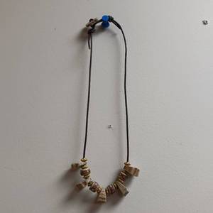 lot 404 image: Antler clasp with beads necklace handmade with leather strap � 18 inch choker