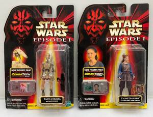 lot 28 image: 1998 STAR WARS Episode 1 Action Figures With CommTech Chips (New Old Stock)
