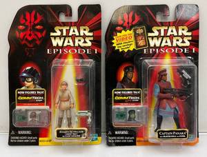 lot 37 image: 1999 STAR WARS Episode 1 Action Figures With CommTech Chips (New Old Stock)