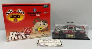 lot 51 image: Vintage Rivell Collection 124 Scale NASCAR Die Cast #29 TAZ Car Kevin Harvick In Original Box With Plastic Display Case