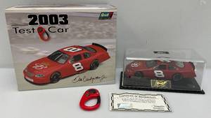 lot 55 image: 2003 Rivell Collection 124 Scale NASCAR Die Cast #8 Test Car With Stopwatch Dale Earnhardt Jr. In Original Box With Plastic Display Case (With COA)