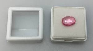 lot 73 image: 4.00 Lab Created Ct Oval cut Pink Kunzite Stone In Protective Case