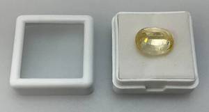 lot 76 image: 14.70 Cts Lab Created Yellow Sapphire Cushion Cut Loose Gemstone In Protective Case