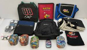 lot 117 image: Misc. Pokemon Card Holders, NASCAR Bags And More
