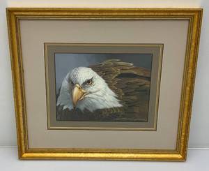 lot 118 image: 16 x 18 Framed Behind Glass And Matted Mario Fernandez Eagle Print