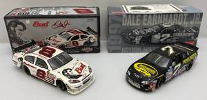 lot 125 image: Vintage 124 Scale Die Cast NASCAR Models Dale Earnhardt Jr #8 Elvis Car And #7 Church Brothers Car In Original Boxes