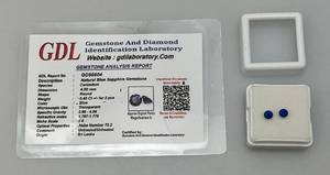 lot 128 image: GDL Gemstone And Diamond Identification Laboratory Natural Blue Sapphire Gemstones 4.00 MM Round Gemstone With Card