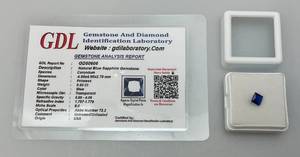 lot 129 image: GDL Gemstone And Diamond Identification Laboratory Natural Blue Sapphire Gemstones .60Ct Princess Cut Gemstone With Card