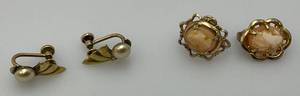 lot 205 image: 120th 12Kt GF Earrings 2.41 Grams Overall And Misc. Cameo Earrings