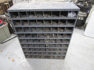 lot 75 image: 72 Compartment Bolt Bin wContents 34x42x12