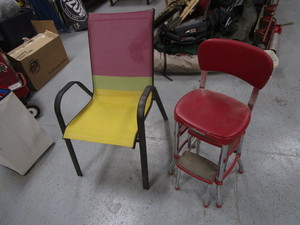 lot 94 image: Step Stool Chair & Patio Chair