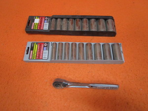 lot 13 image: Craftsman 38 Drive Ratchet & Metric Deep Well Sockets