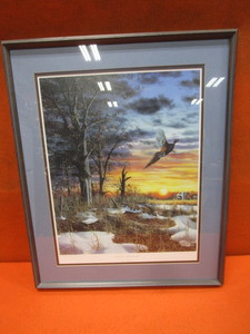lot 175 image: Jim Hansel Autumn Ringnecks S&N Print 22062700 26x32 Frame