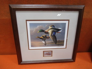 lot 181 image: James Hartman Ducks Unlimited 1996 Duck Stamp S&N Print 768612111 17x16 Frame Size
