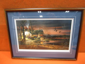 lot 187 image: Terry Redlin Hunters Haven Open Edition Print 25x18 Frame Size