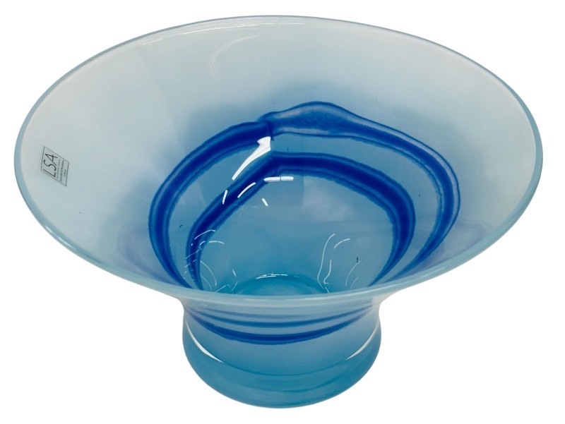 lot 194 image: LSA Blue and White Striped Glass Vase