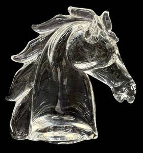 lot 10H image: Vilca Italy Signed Glass Horse Bust Sculpture
