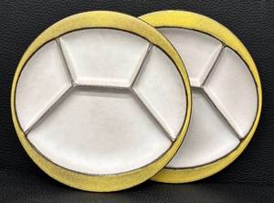 lot 39H image: Pair of Buckeburg Germany Mid-Century Stoneware Fondue Plates, 9 Inch
