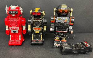 lot 44RO image: Lot of 3 Vintage Toy Robots including Vintage Talk-A-Tron with Controller