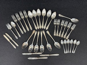 lot 61CC image: Vintage Holmes & Edwards & 1847 Rogers Bros Vintage Silver Plate Flatware Lot - Assorted Patterns