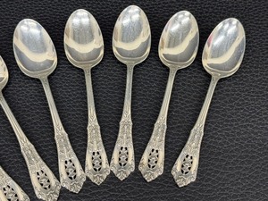Vintage Wallace Rose Point Sterling Silver Teaspoons - 8-Piece Vintage Set