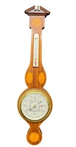 lot 18JT image: Stormguide Barometer by Short & Mason - Vintage Wood Case with Thermometer, 1920s
