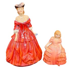 lot 20JT image: Royal Doulton Vivienne Rose HN 1368 Porcelain Figurine and Royal Doulton Rose Porcelain Figurine