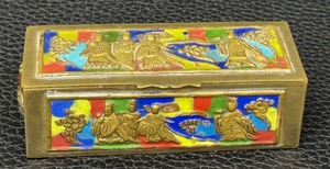 lot 24MO image: Vintage Chinese Cloisonn Enamel Brass Stamp Box