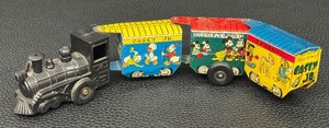 lot 25MO image: Casey Jr. Disneyland Express Tin Train Set - Vintage Metal Toy