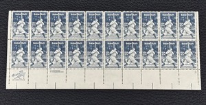 lot 42MO image: US 20c Babe Ruth Baseball Stamp Panel - 1983 USPS Sheet