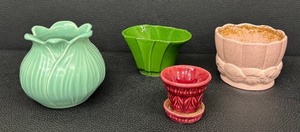 lot 66JT image: Red Wing Tulip #894 Planters - Vintage Art Pottery Lot of 4 including a Vintage Red Wing Tulip #894 Planter