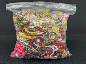 lot 76JT image: For Repurpose  Reuse Costume Jewelry Assortment in a Gallon Bag - Beads, Charms & Findings