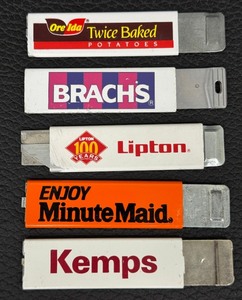 lot 78JT image: Vintage Advertising Carton Cutters - Lot of 5 (Lipton, Minute Maid, Kemps, Brachs, Ore-Ida)