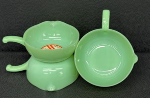lot 87JT image: Set of Three Vintage Fire-King Jadeite Single Spout Skillet Bowls